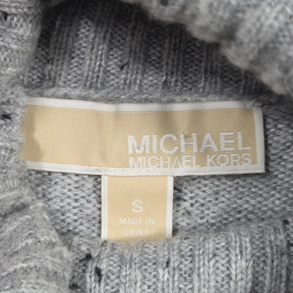 Michael Michael Kors Speckled Turtleneck Sweater Light Gray Womens Size S Preppy